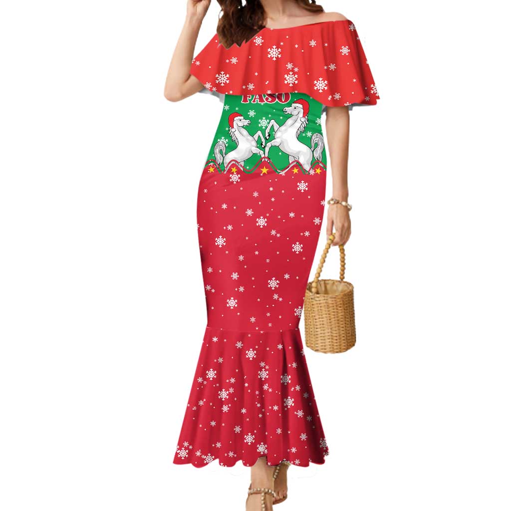 Christmas Burkina Faso Mermaid Dress Snowflake Horses and Coat of Arms - Wonder Print Shop