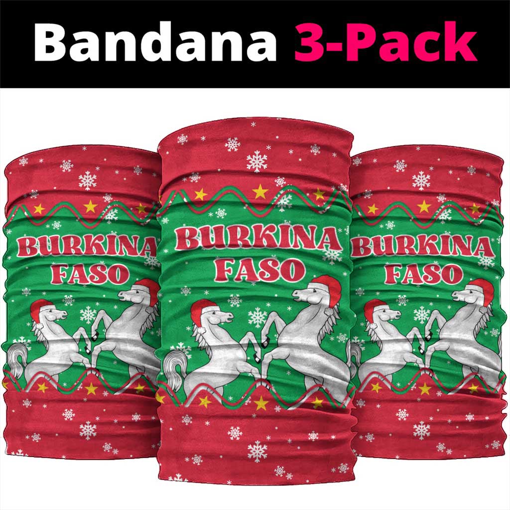 Christmas Burkina Faso Neck Gaiter Snowflake Horses and Coat of Arms - Wonder Print Shop