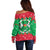 Christmas Burkina Faso Off Shoulder Sweater Snowflake Horses and Coat of Arms - Wonder Print Shop