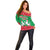 Christmas Burkina Faso Off Shoulder Sweater Snowflake Horses and Coat of Arms - Wonder Print Shop