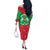 Christmas Burkina Faso Off The Shoulder Long Sleeve Dress Snowflake Horses and Coat of Arms - Wonder Print Shop