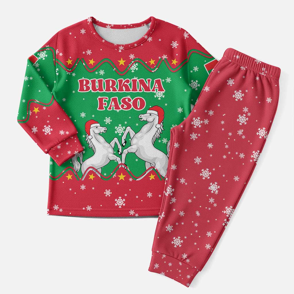 Christmas Burkina Faso Christmas Pajama Set Snowflake Horses and Coat of Arms - Wonder Print Shop