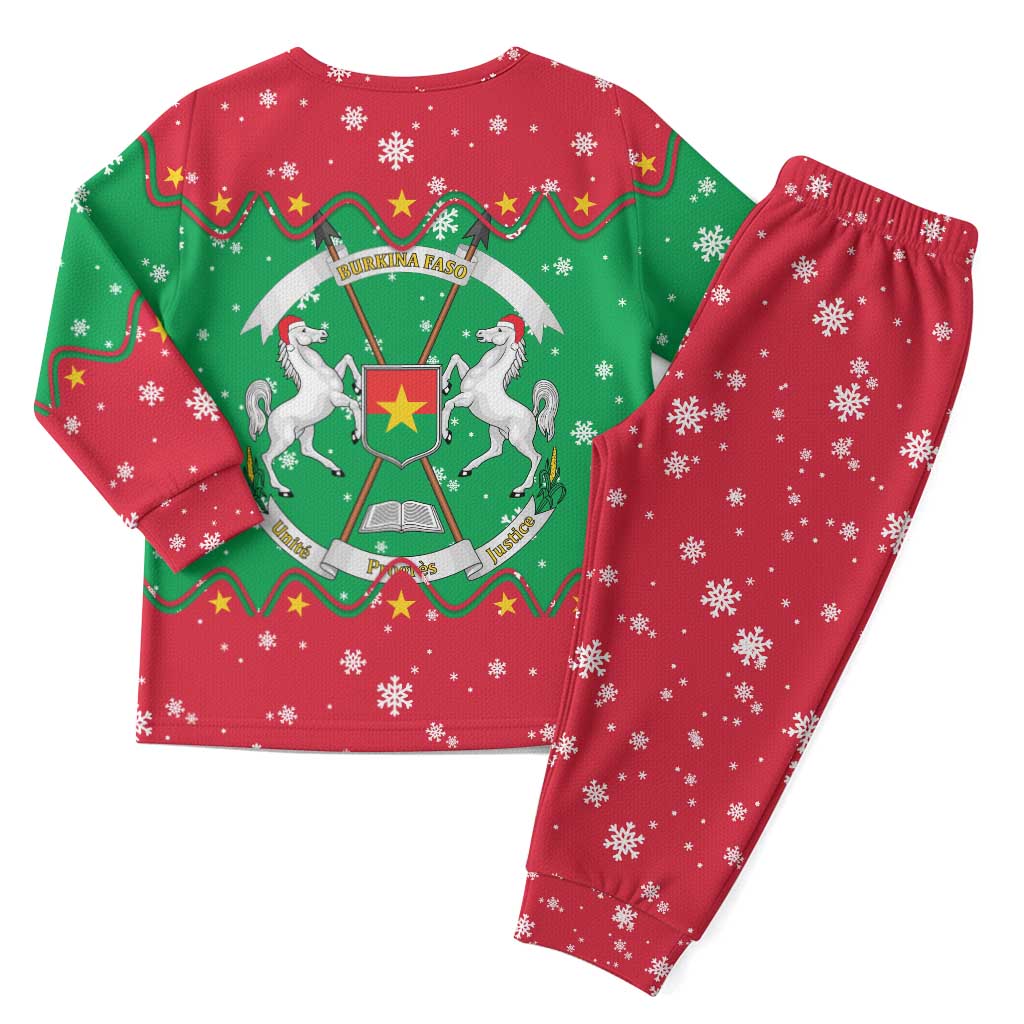 Christmas Burkina Faso Christmas Pajama Set Snowflake Horses and Coat of Arms - Wonder Print Shop