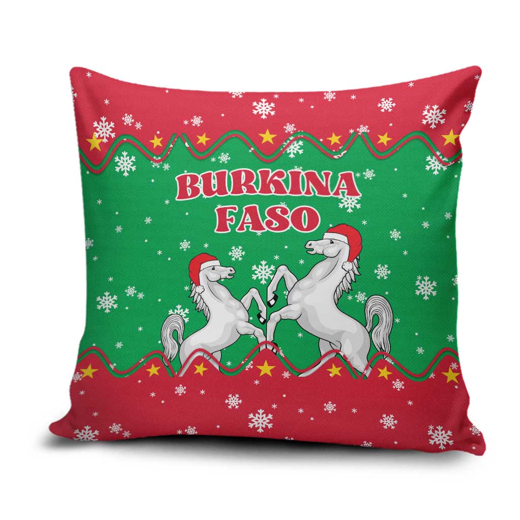 Christmas Burkina Faso Pillow Cover Snowflake Horses and Coat of Arms - Wonder Print Shop
