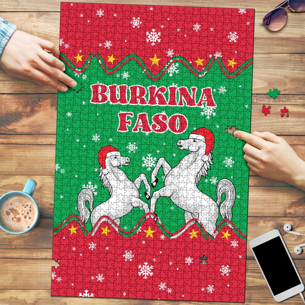 Christmas Burkina Faso Puzzle Snowflake Horses and Coat of Arms - Wonder Print Shop