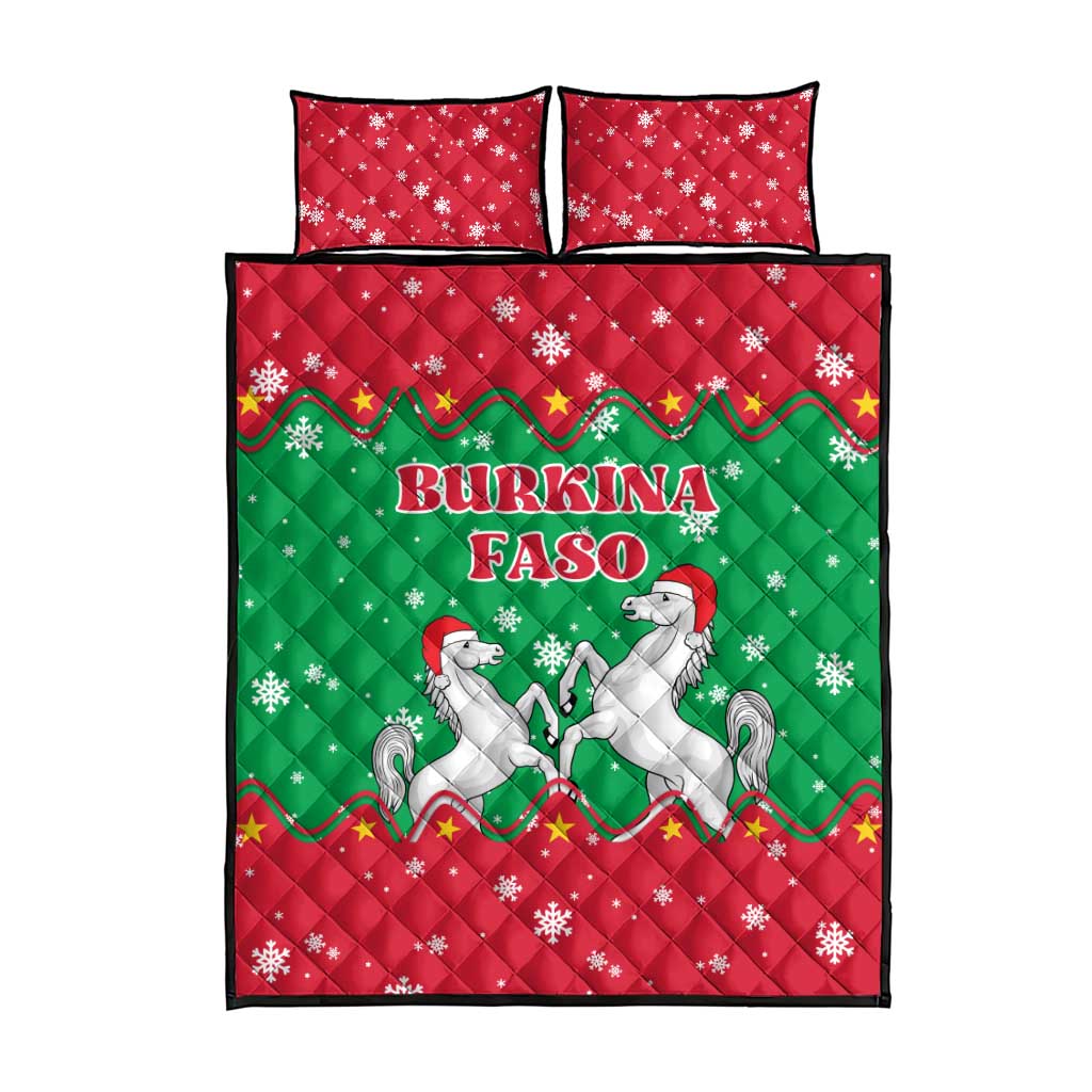 Christmas Burkina Faso Quilt Bed Set Snowflake Horses and Coat of Arms - Wonder Print Shop