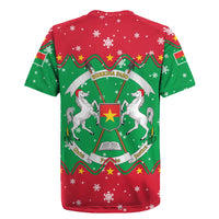 Christmas Burkina Faso Rugby Jersey Snowflake Horses and Coat of Arms - Wonder Print Shop
