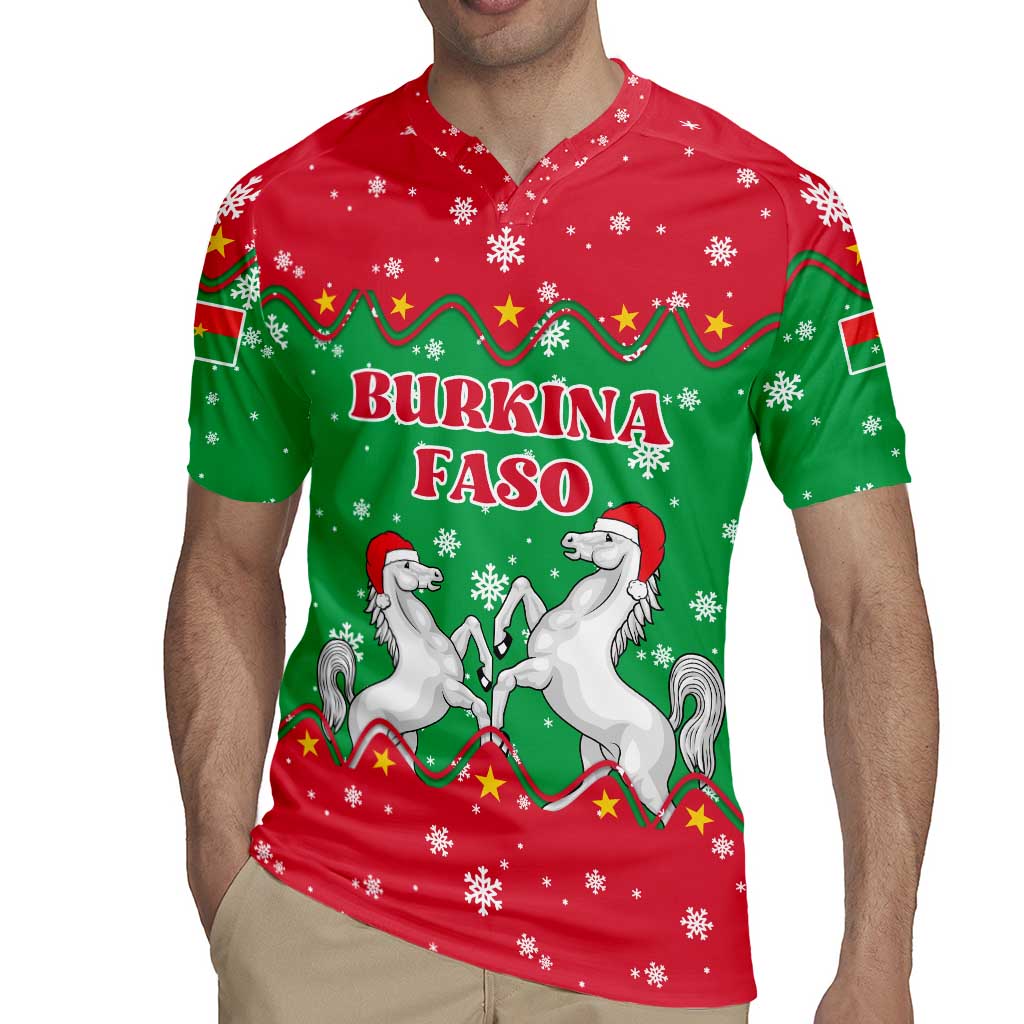 Christmas Burkina Faso Rugby Jersey Snowflake Horses and Coat of Arms - Wonder Print Shop