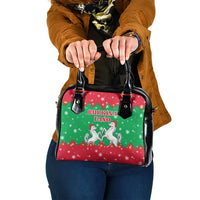 Christmas Burkina Faso Shoulder Handbag Snowflake Horses and Coat of Arms - Wonder Print Shop