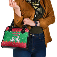 Christmas Burkina Faso Shoulder Handbag Snowflake Horses and Coat of Arms - Wonder Print Shop