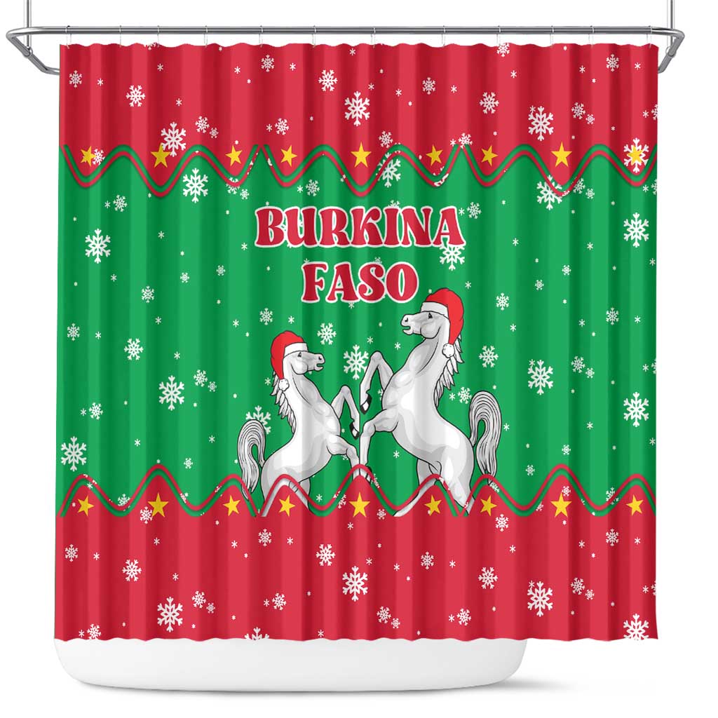 Christmas Burkina Faso Shower Curtain Snowflake Horses and Coat of Arms - Wonder Print Shop
