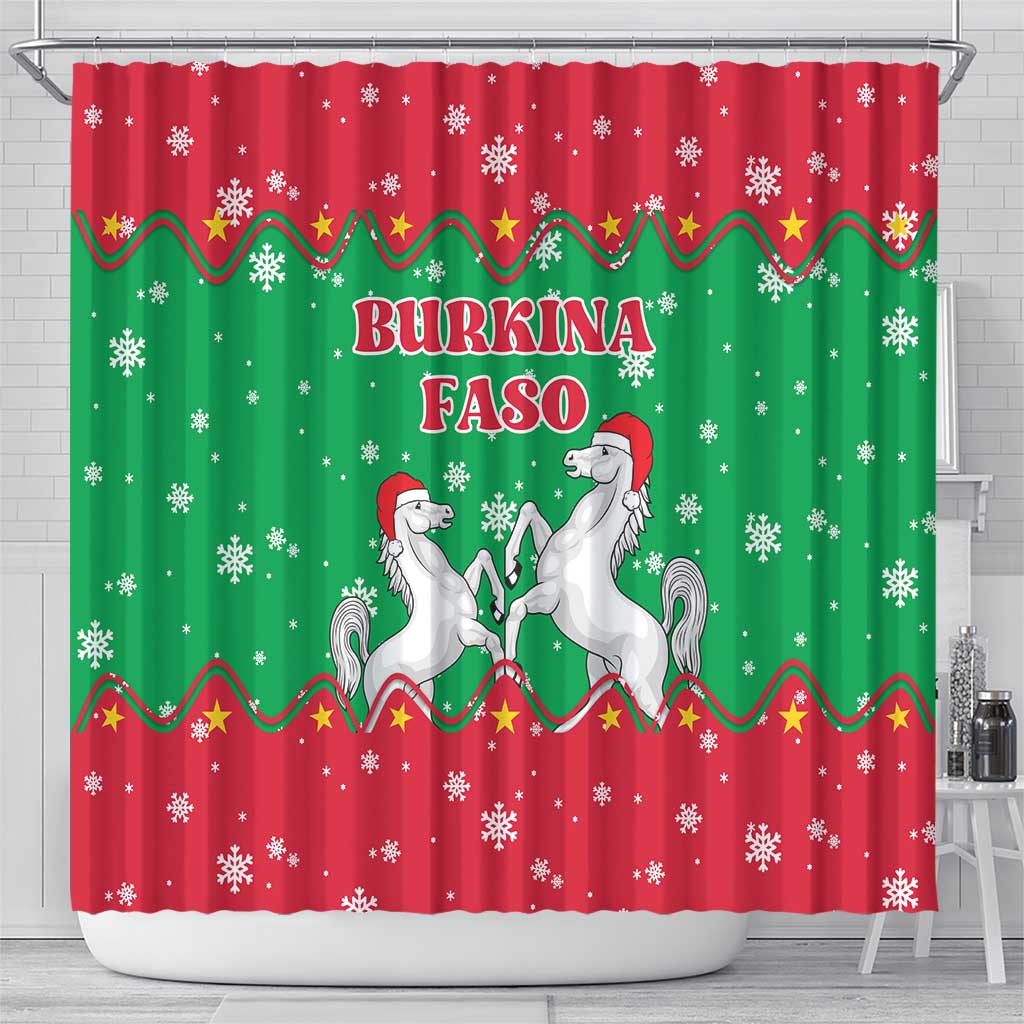 Christmas Burkina Faso Shower Curtain Snowflake Horses and Coat of Arms - Wonder Print Shop