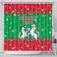 Christmas Burkina Faso Shower Curtain Snowflake Horses and Coat of Arms - Wonder Print Shop