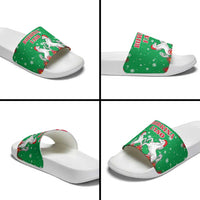 Christmas Burkina Faso Slide Sandals Snowflake Horses and Coat of Arms - Wonder Print Shop