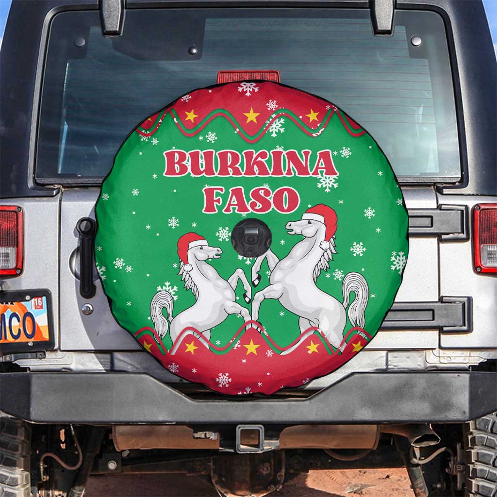 Christmas Burkina Faso Spare Tire Cover Snowflake Horses and Coat of Arms - Wonder Print Shop