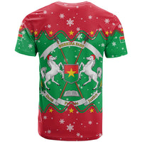 Christmas Burkina Faso T Shirt Snowflake Horses and Coat of Arms - Wonder Print Shop