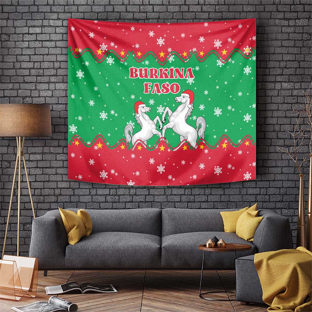 Christmas Burkina Faso Tapestry Snowflake Horses and Coat of Arms - Wonder Print Shop