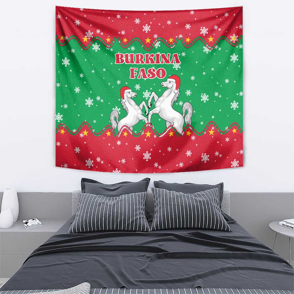 Christmas Burkina Faso Tapestry Snowflake Horses and Coat of Arms - Wonder Print Shop