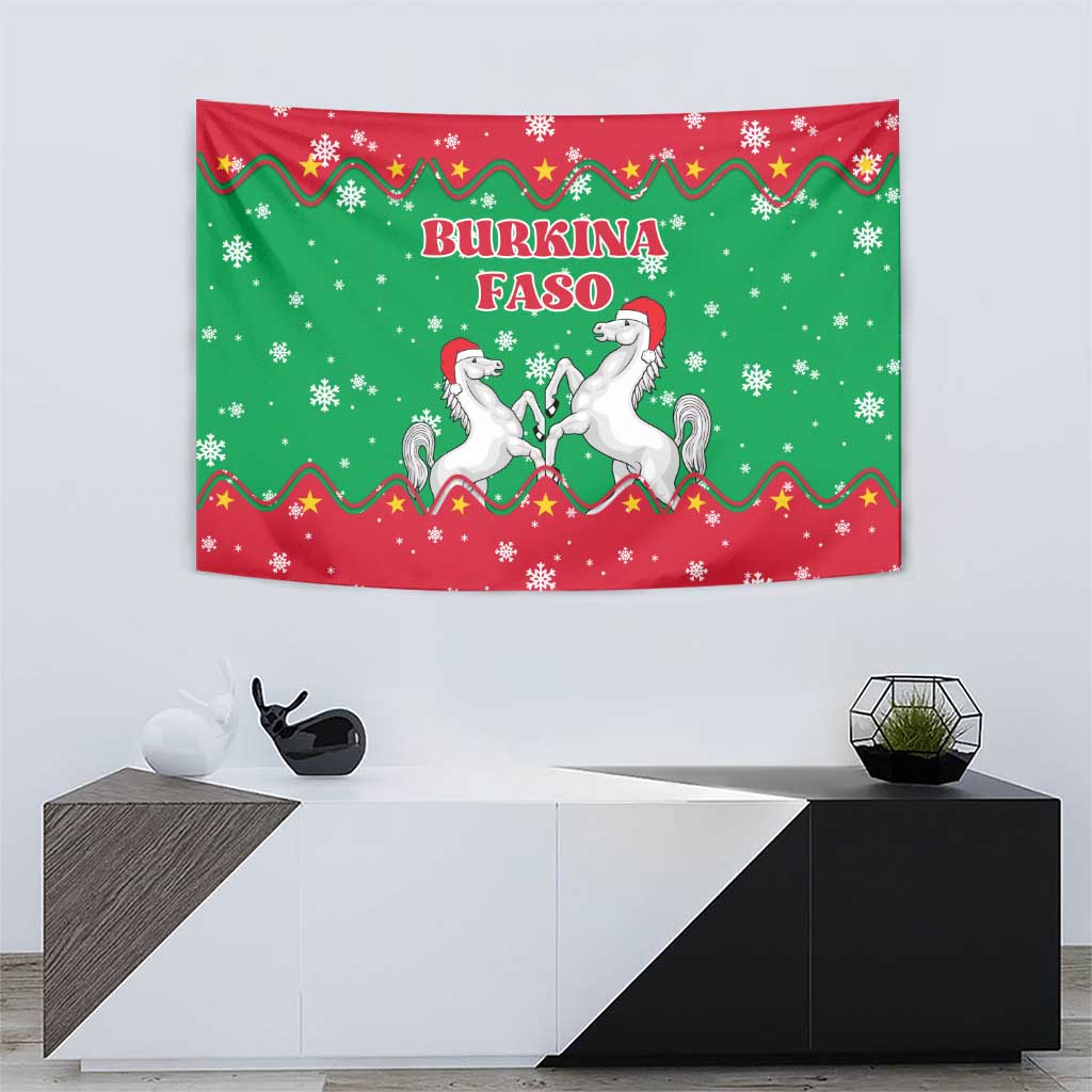 Christmas Burkina Faso Tapestry Snowflake Horses and Coat of Arms - Wonder Print Shop
