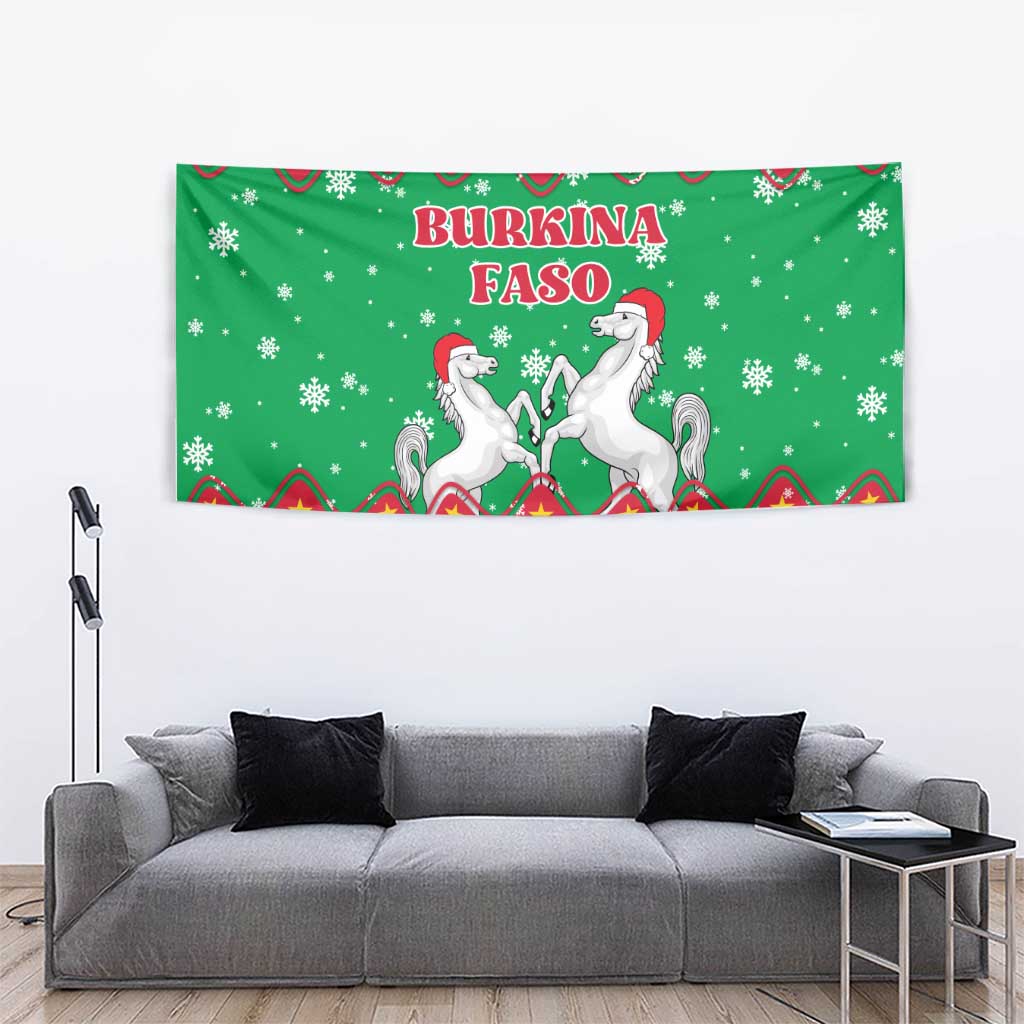 Christmas Burkina Faso Tapestry Snowflake Horses and Coat of Arms - Wonder Print Shop