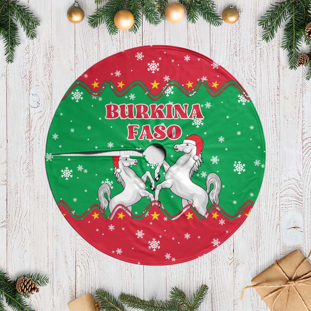 Christmas Burkina Faso Tree Skirt Snowflake Horses and Coat of Arms - Wonder Print Shop