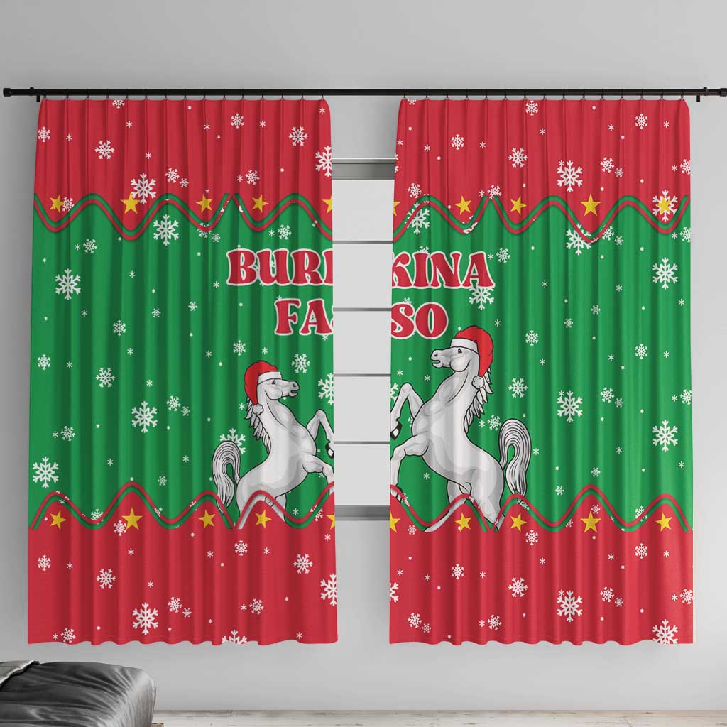 Christmas Burkina Faso Window Curtain Snowflake Horses and Coat of Arms - Wonder Print Shop