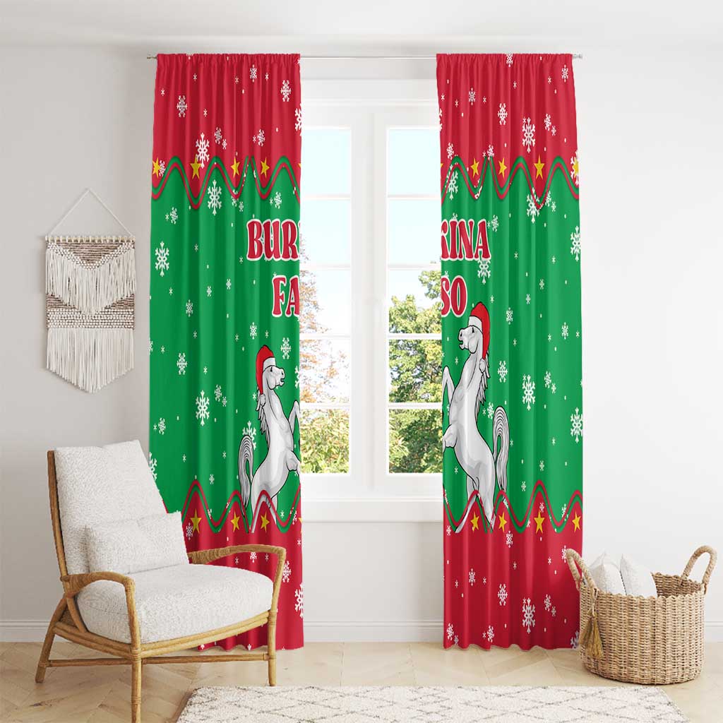 Christmas Burkina Faso Window Curtain Snowflake Horses and Coat of Arms - Wonder Print Shop