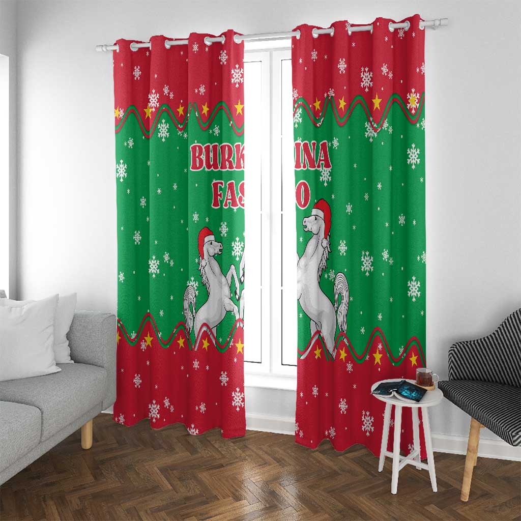 Christmas Burkina Faso Window Curtain Snowflake Horses and Coat of Arms - Wonder Print Shop