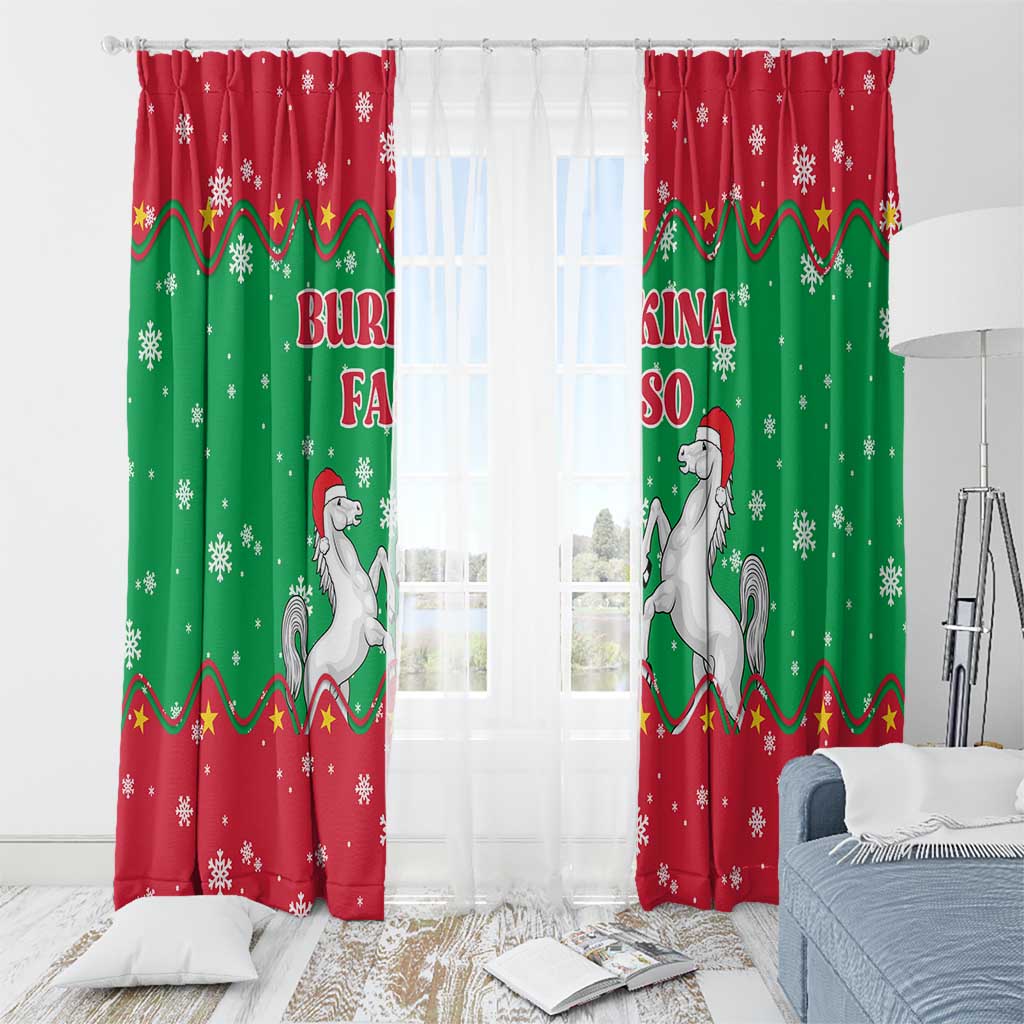 Christmas Burkina Faso Window Curtain Snowflake Horses and Coat of Arms - Wonder Print Shop