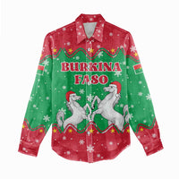 Christmas Burkina Faso Women Casual Shirt Snowflake Horses and Coat of Arms - Wonder Print Shop