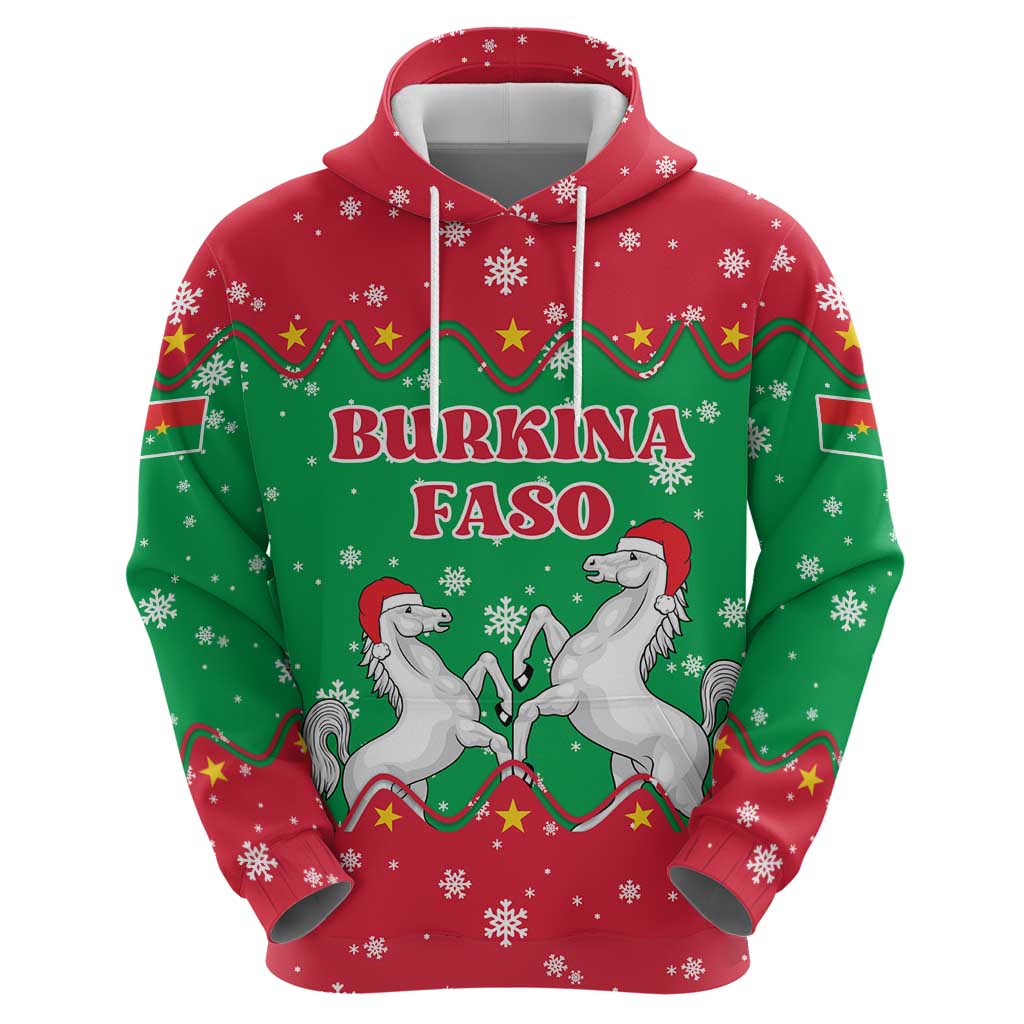 Christmas Burkina Faso Zip Hoodie Snowflake Horses and Coat of Arms - Wonder Print Shop