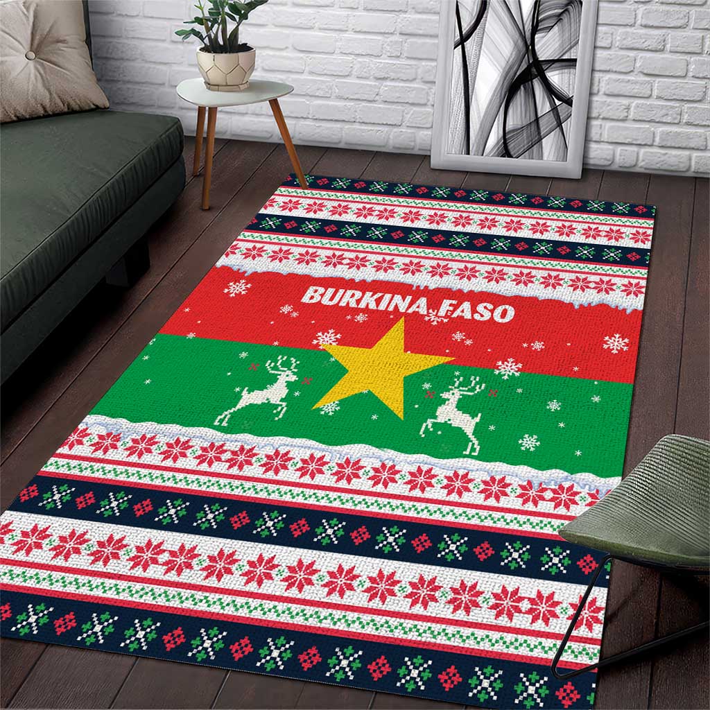Christmas Burkina Faso Area Rug Reindeer Star Design - Wonder Print Shop