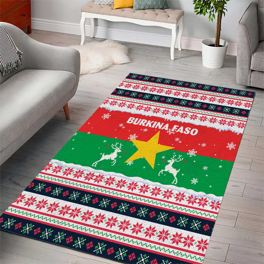 Christmas Burkina Faso Area Rug Reindeer Star Design - Wonder Print Shop