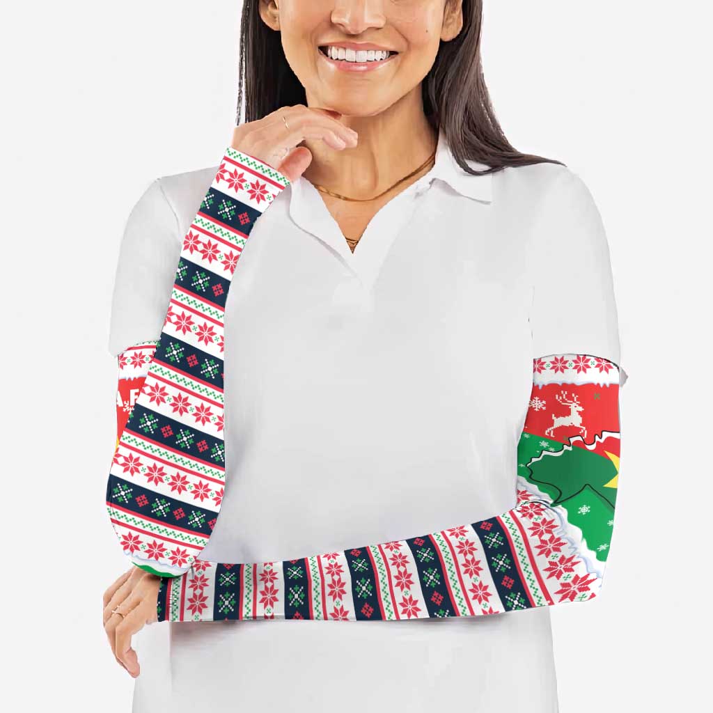 Christmas Burkina Faso Arm Sleeves Reindeer Star Design - Wonder Print Shop