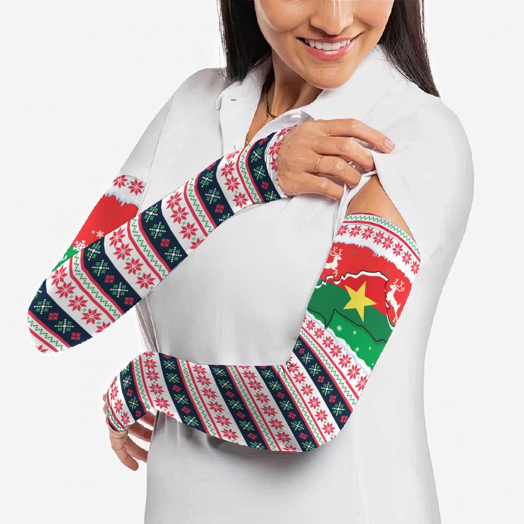 Christmas Burkina Faso Arm Sleeves Reindeer Star Design - Wonder Print Shop