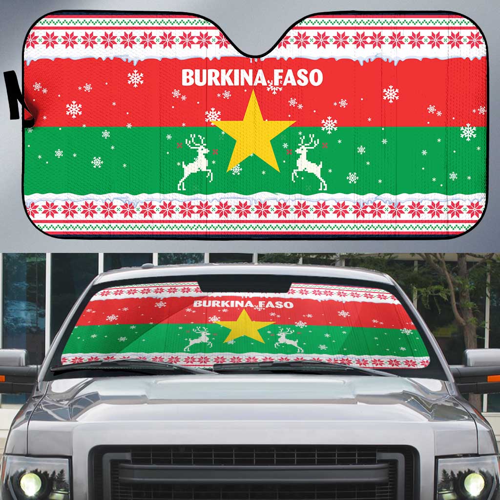 Christmas Burkina Faso Auto Sun Shade Reindeer Star Design - Wonder Print Shop