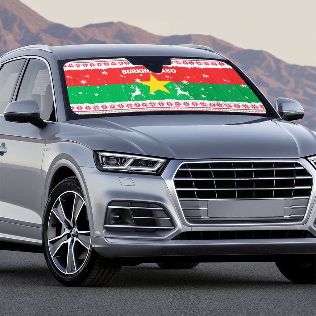 Christmas Burkina Faso Auto Sun Shade Reindeer Star Design - Wonder Print Shop