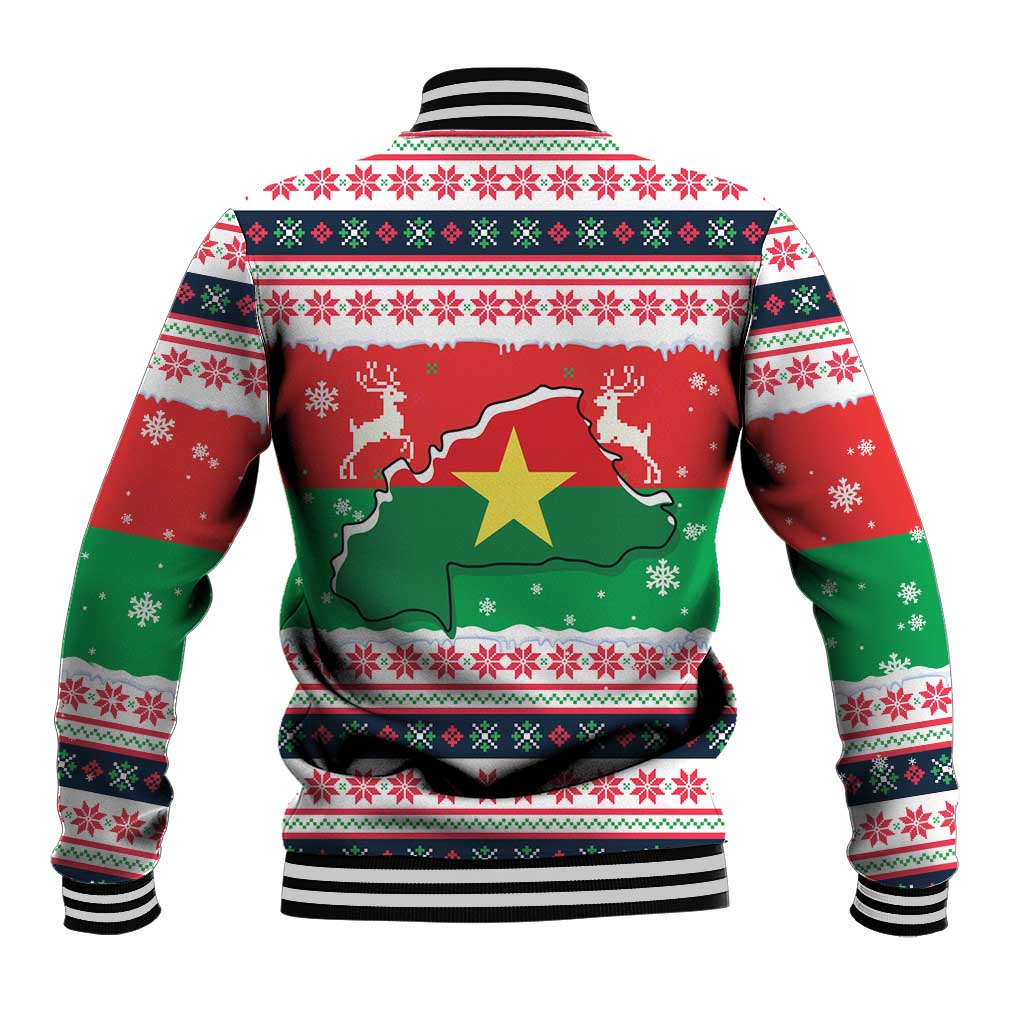 Christmas Burkina Faso Baseball Jacket Reindeer Star Design - Wonder Print Shop