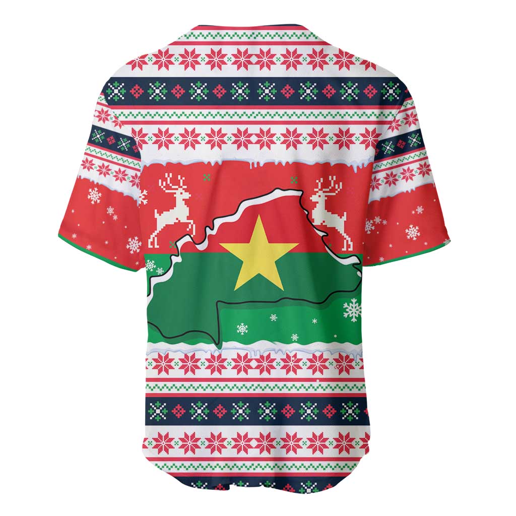 Christmas Burkina Faso Baseball Jersey Reindeer Star Design - Wonder Print Shop
