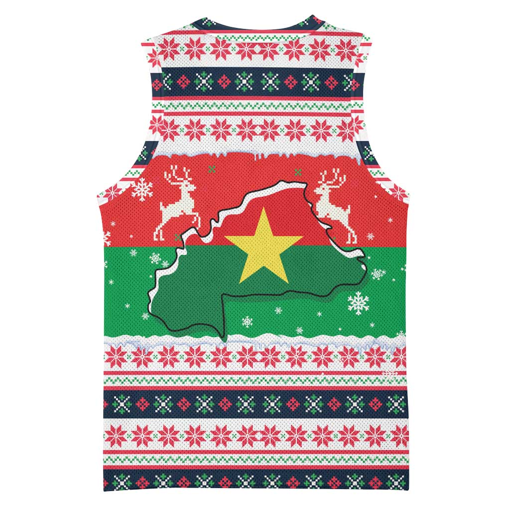 Christmas Burkina Faso Basketball Jersey Reindeer Star Design - Wonder Print Shop