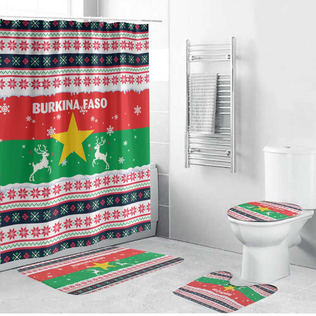 Christmas Burkina Faso Bathroom Set Reindeer Star Design - Wonder Print Shop