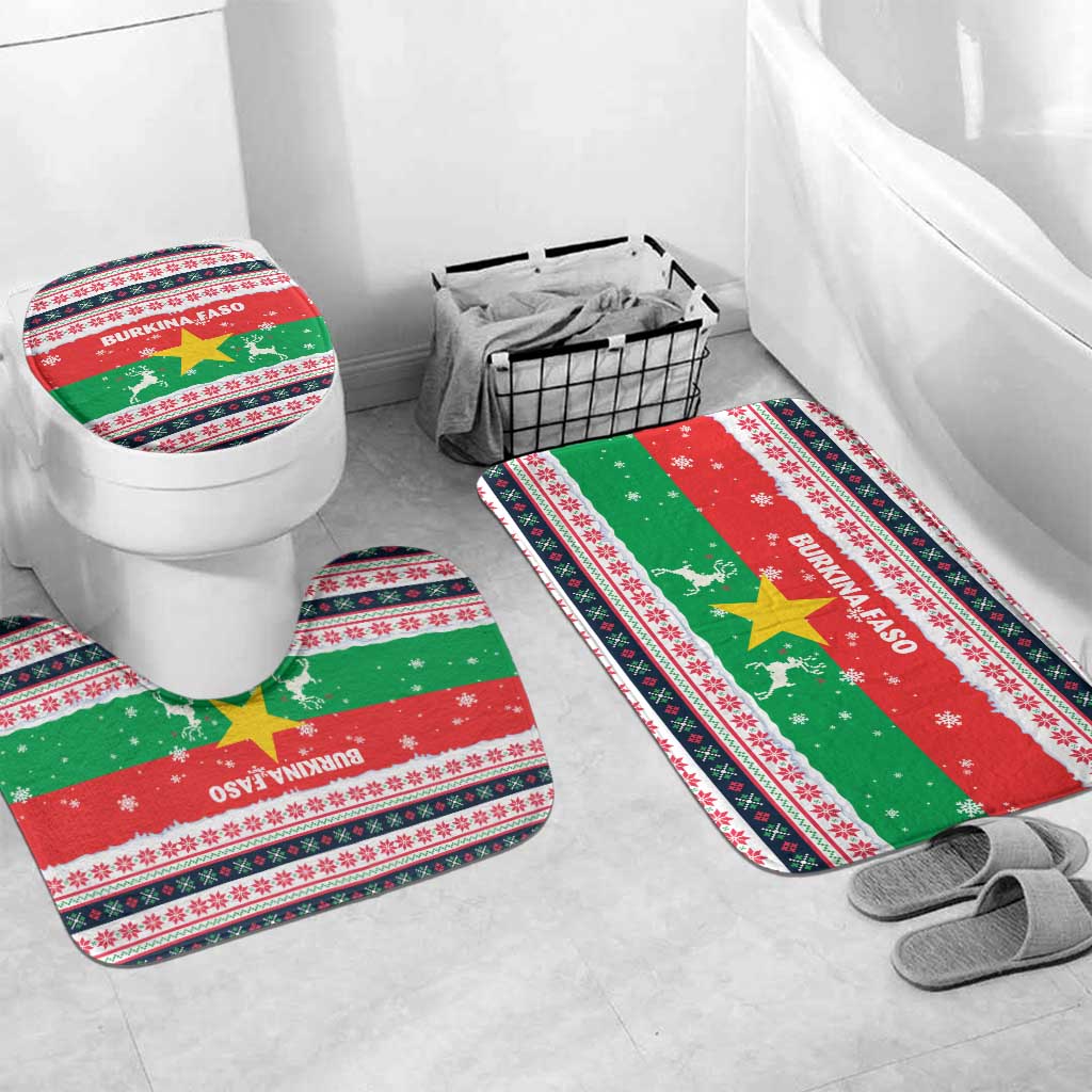 Christmas Burkina Faso Bathroom Set Reindeer Star Design - Wonder Print Shop