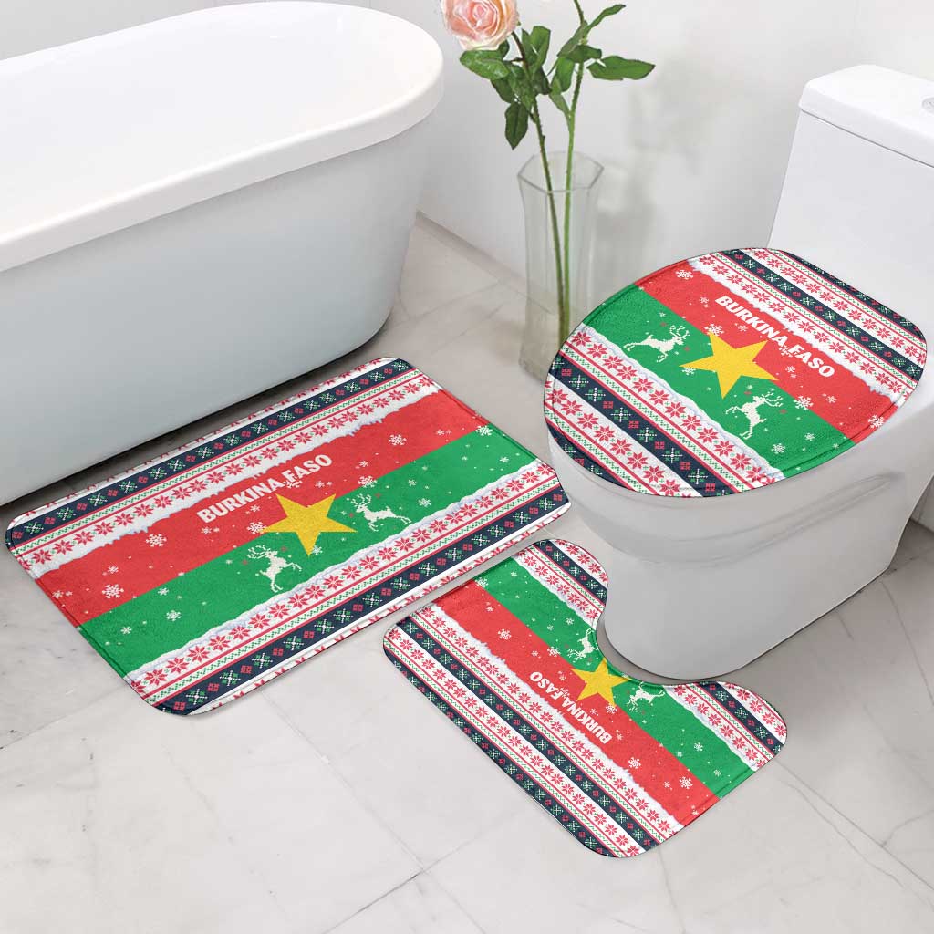 Christmas Burkina Faso Bathroom Set Reindeer Star Design - Wonder Print Shop