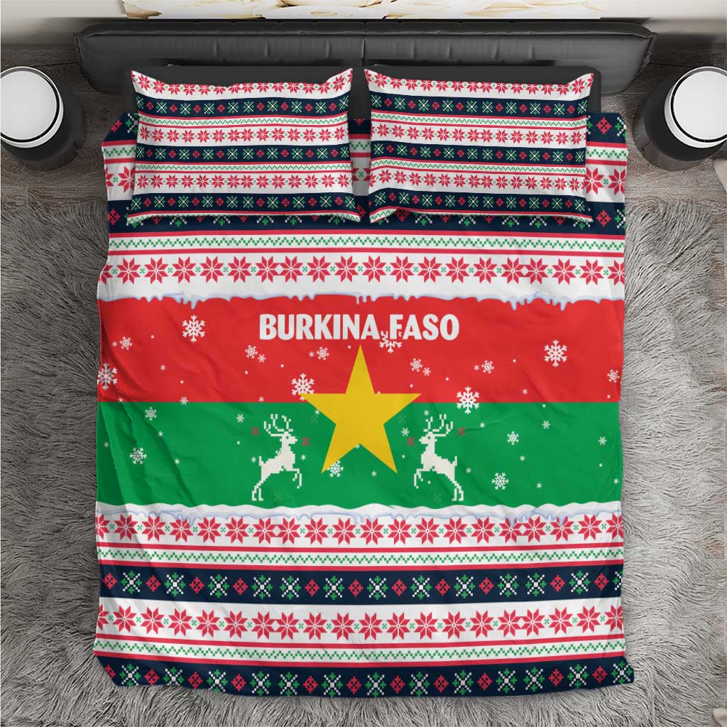 Christmas Burkina Faso Bedding Set Reindeer Star Design - Wonder Print Shop