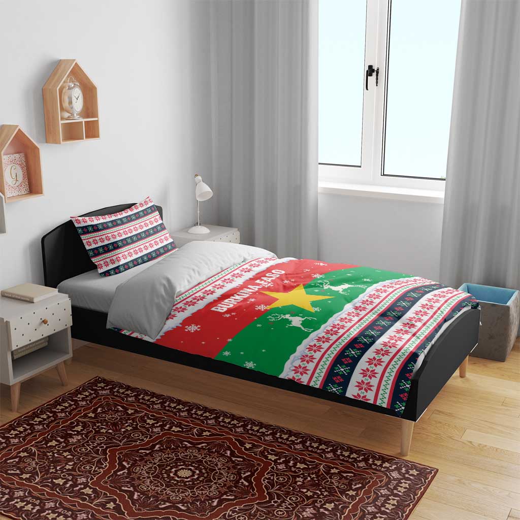 Christmas Burkina Faso Bedding Set Reindeer Star Design - Wonder Print Shop