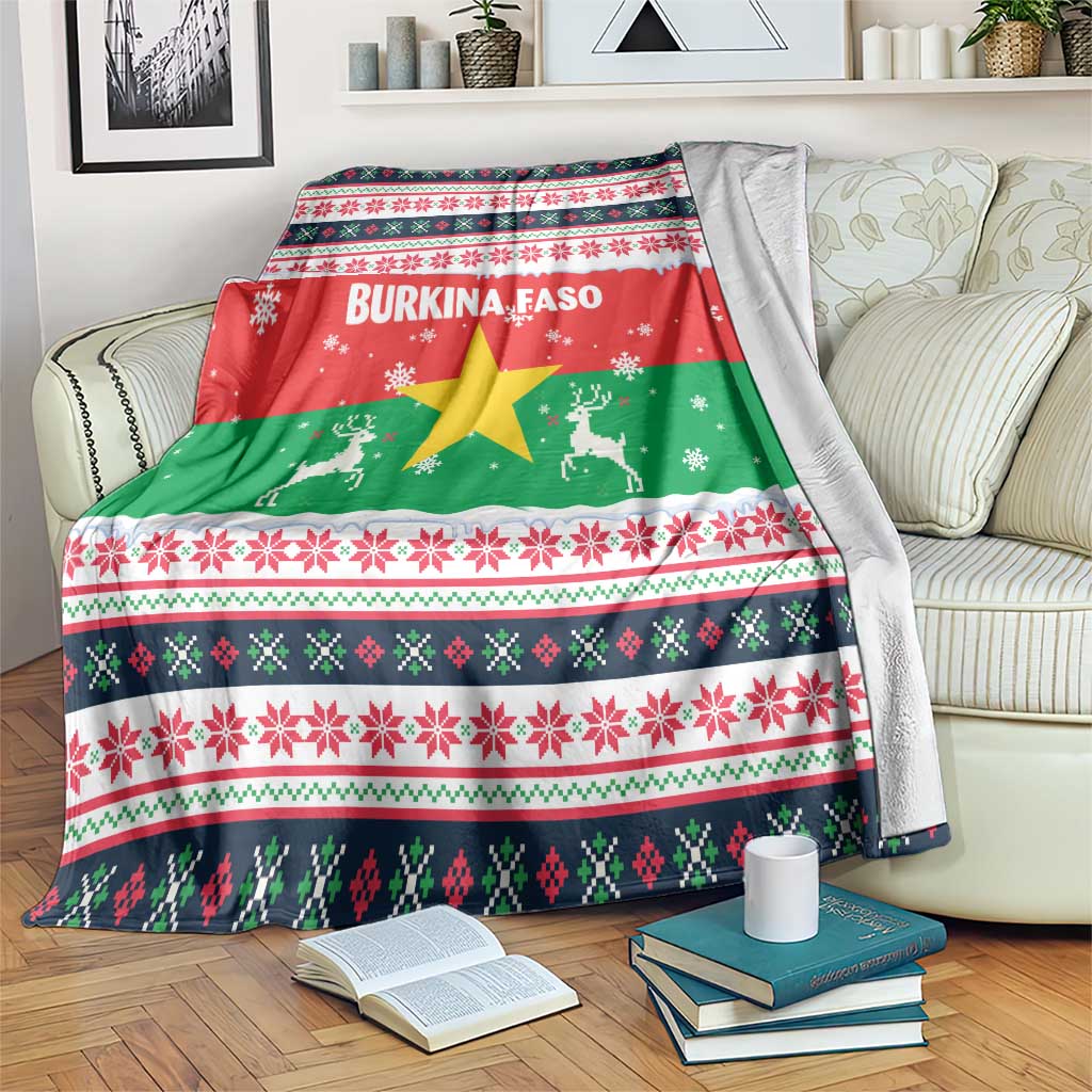 Christmas Burkina Faso Blanket Reindeer Star Design - Wonder Print Shop
