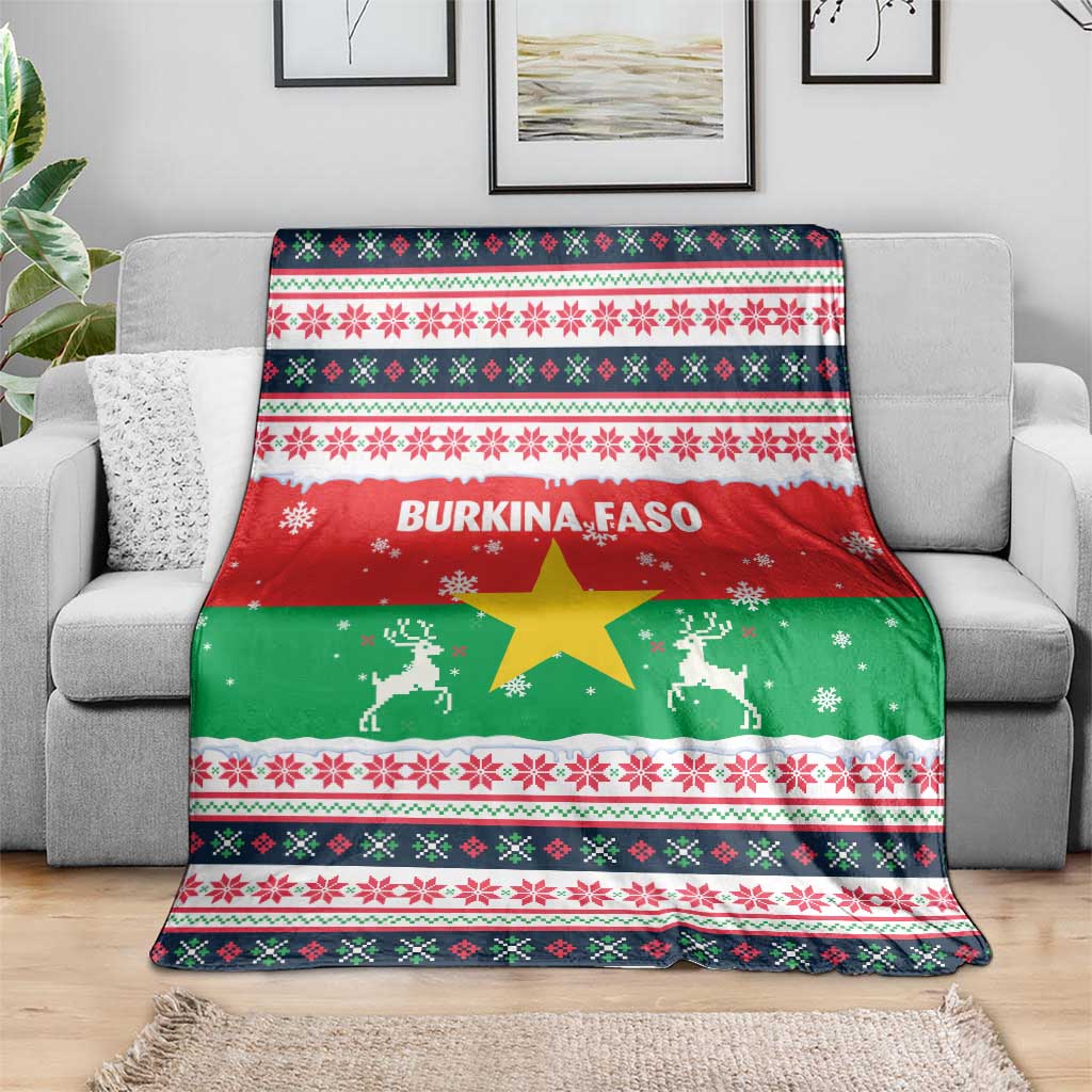 Christmas Burkina Faso Blanket Reindeer Star Design - Wonder Print Shop
