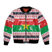 Christmas Burkina Faso Bomber Jacket Reindeer Star Design - Wonder Print Shop