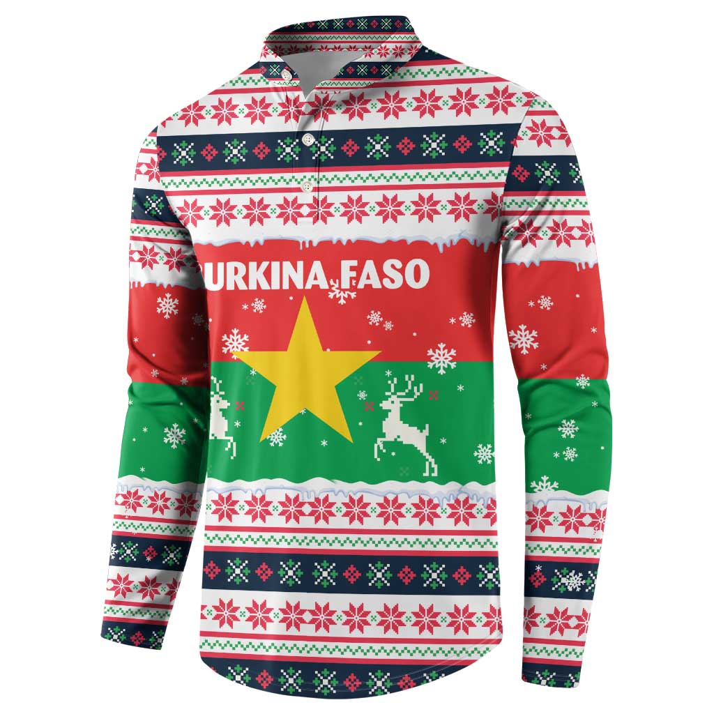 Christmas Burkina Faso Button Sweatshirt Reindeer Star Design - Wonder Print Shop