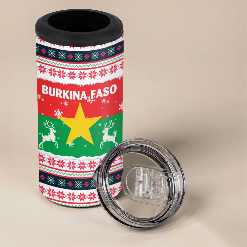 Christmas Burkina Faso 4 in 1 Can Cooler Tumbler Reindeer Star Design - Wonder Print Shop